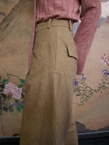 Dorydory New Chinese Style High Waist Wide Leg Cotton Women&