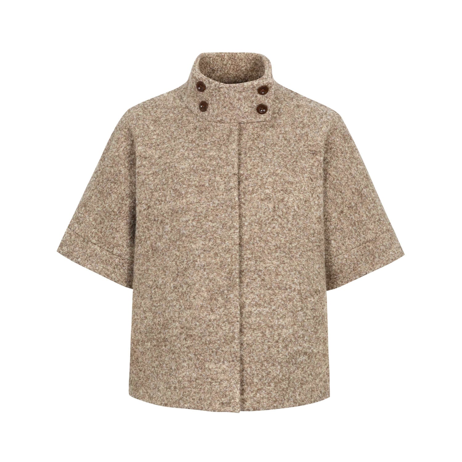 Dorydory_Oatmeal_Double_Breasted_High_Neck_Half_Sleeve_Women&
