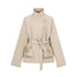 Dorydory_Oatmeal_Gray_Stand_Collar_Mid_Length_Waist_Cinch_Women&
