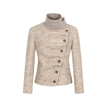 Dorydory_Oatmeal_Knitted_Collar_Patchwork_Asymmetric_Placket_Women&
