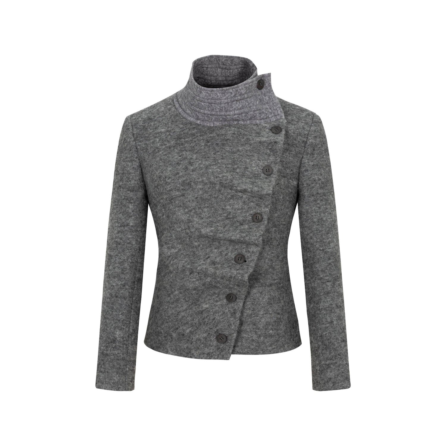 Dorydory_Oatmeal_Knitted_Collar_Patchwork_Asymmetric_Placket_Women&