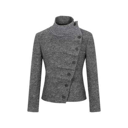 Dorydory_Oatmeal_Knitted_Collar_Patchwork_Asymmetric_Placket_Women&