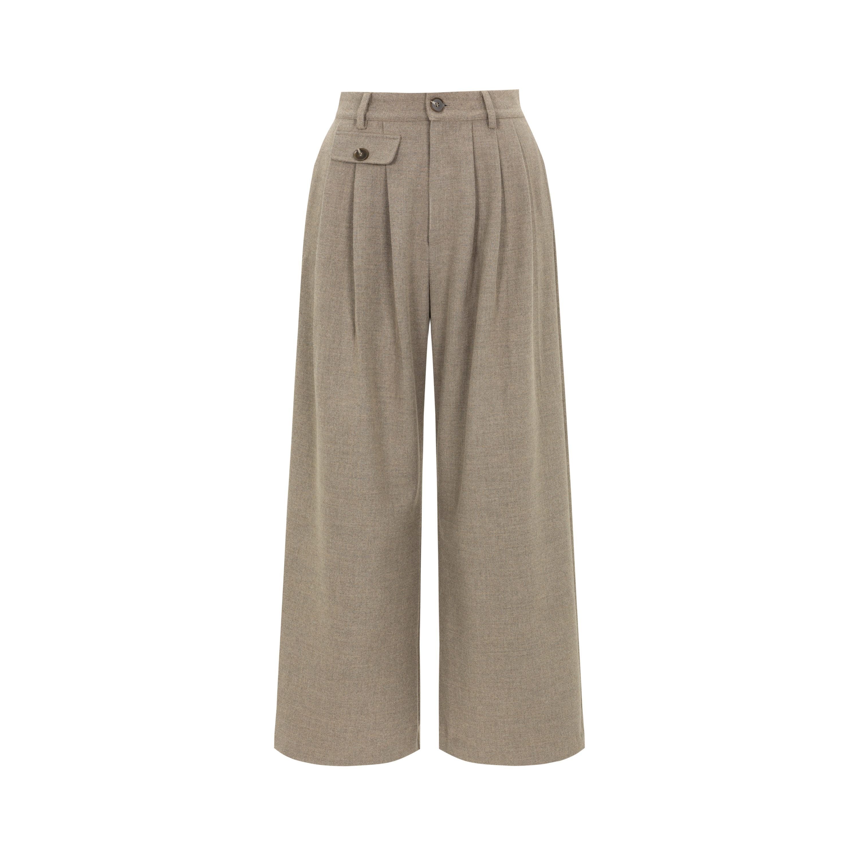 Dorydory_Oatmeal_Patch_Pocket_Pleated_High_Waist_Women&