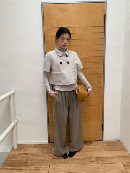 Dorydory Oatmeal Patch Pocket Pleated High Waist Women&