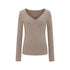 Dorydory_Oatmeal_V-neck_Ribbed_Slim_Fit_Women&