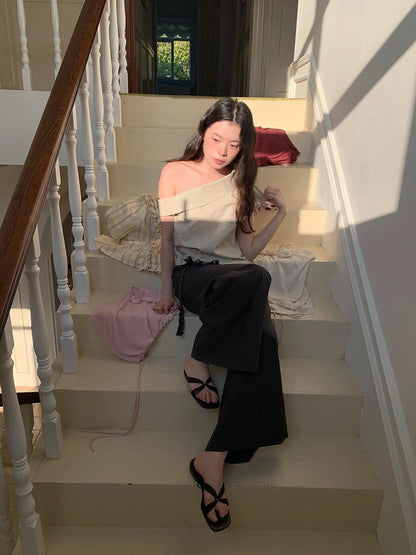 Off Shoulder Gingham Peplum Top With Detachable Sleeve