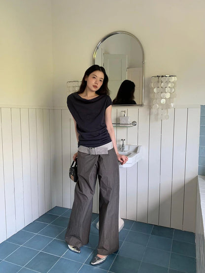 Off Shoulder Ruffle Neckline T-shirt In Red