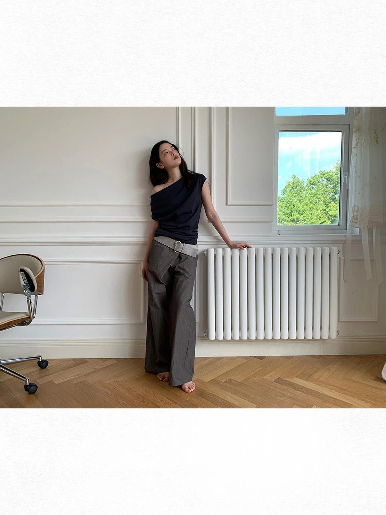 Off Shoulder Ruffle Neckline T-shirt In Red