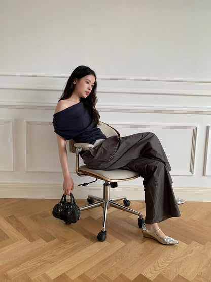 Off Shoulder Ruffle Neckline T-shirt In Red