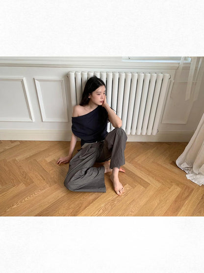 Off Shoulder Ruffle Neckline T-shirt In Red