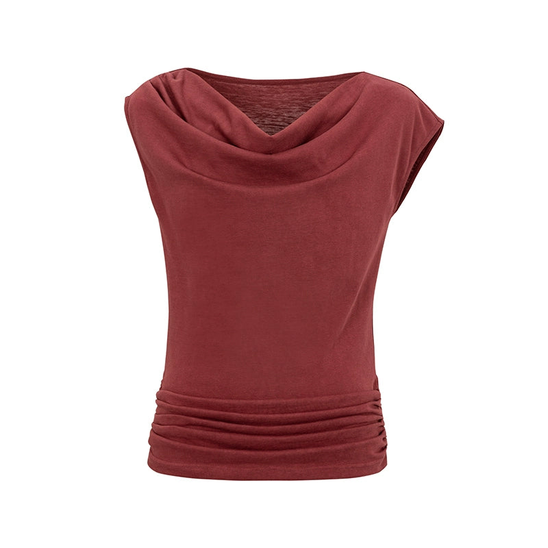 Dorydory_Off_Shoulder_Ruffle_Neckline_T-shirt_In_Red_MISSTT