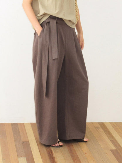 Dorydory Olive Double Pleat Drapey Curved Tie Women&