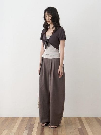 Dorydory Olive Double Pleat Drapey Curved Tie Women&