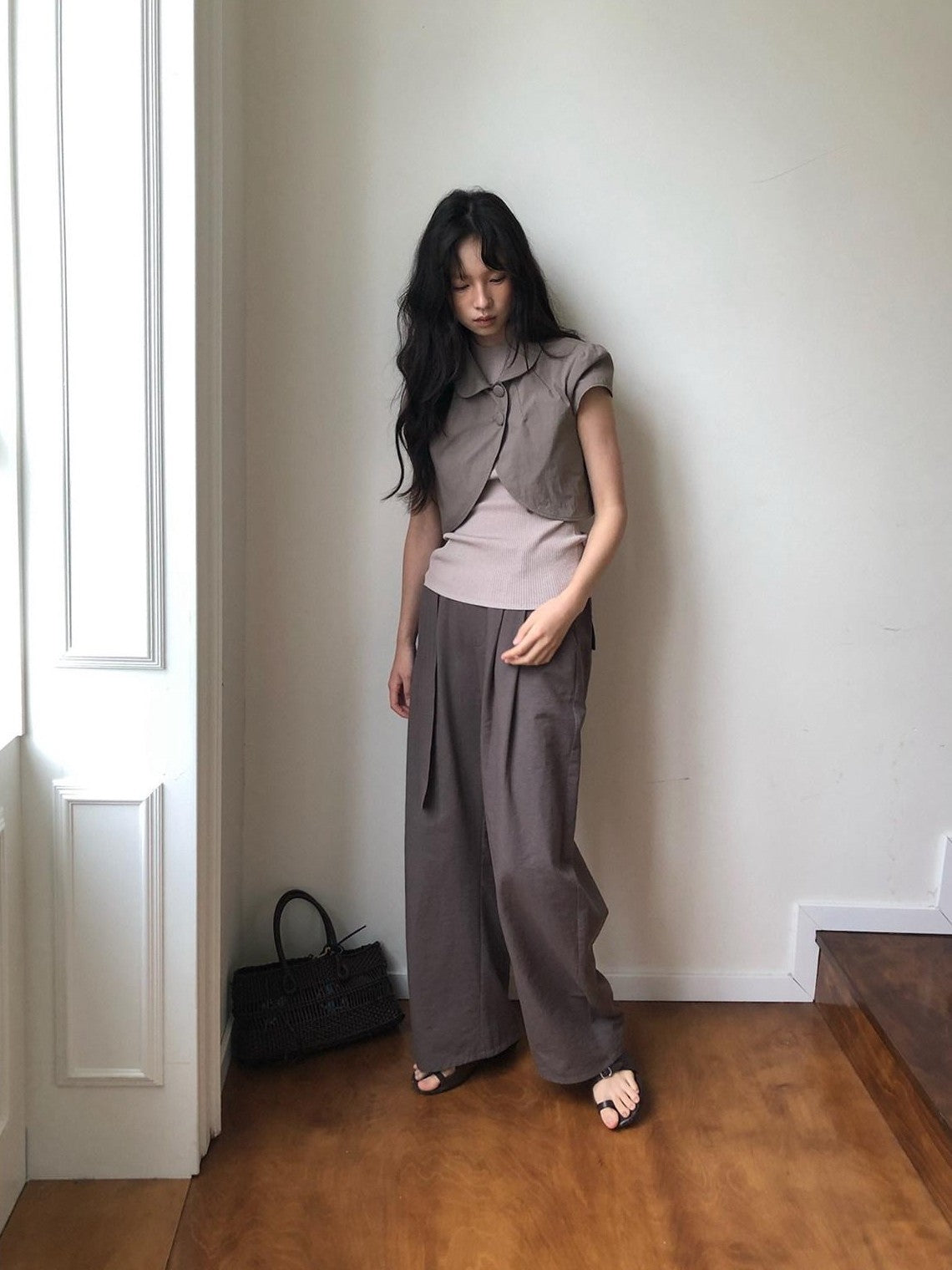 Dorydory Olive Double Pleat Drapey Curved Tie Women&