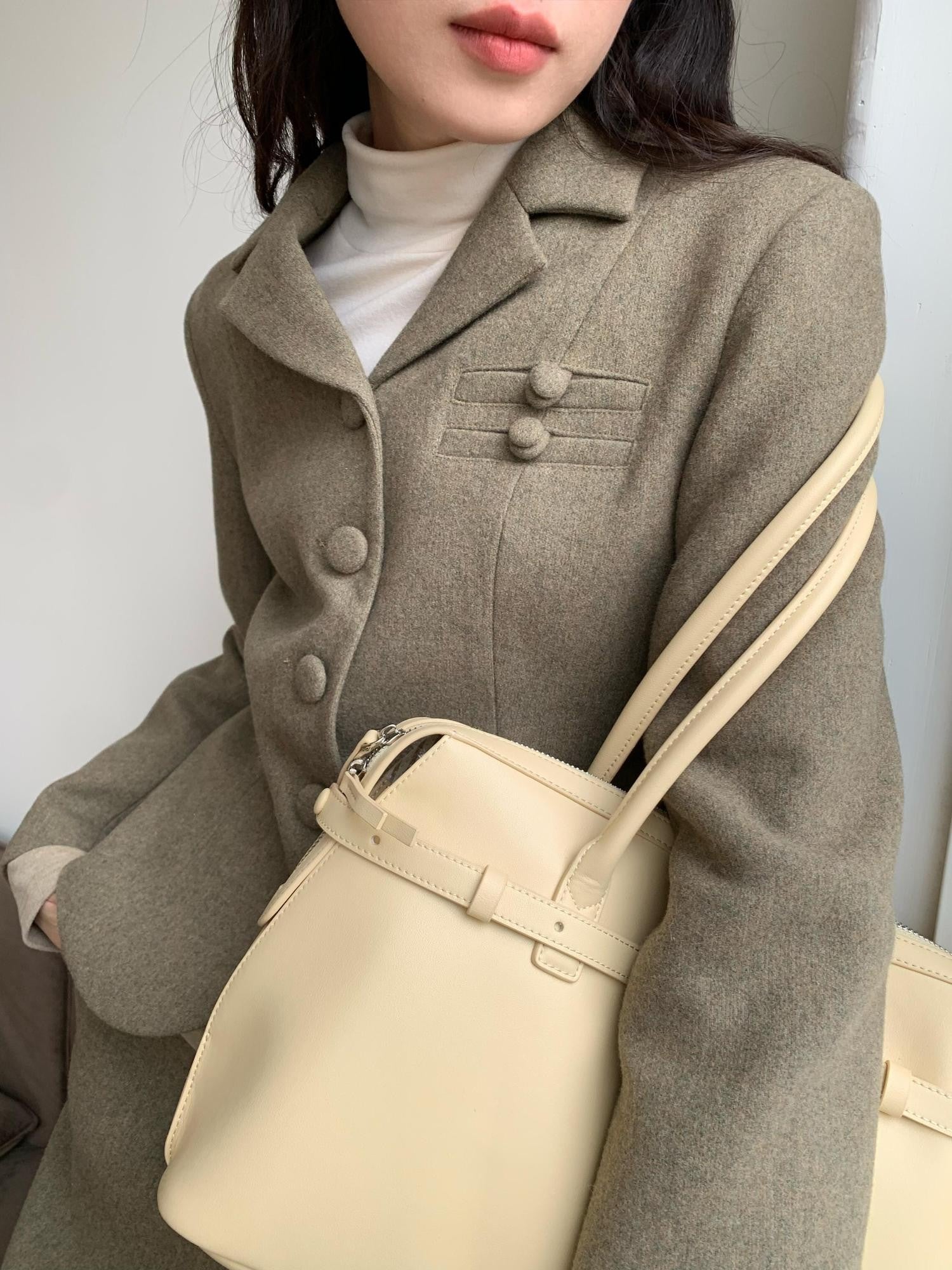 Dorydory Olive Green Vintage Cinched Waist Slimming Women&