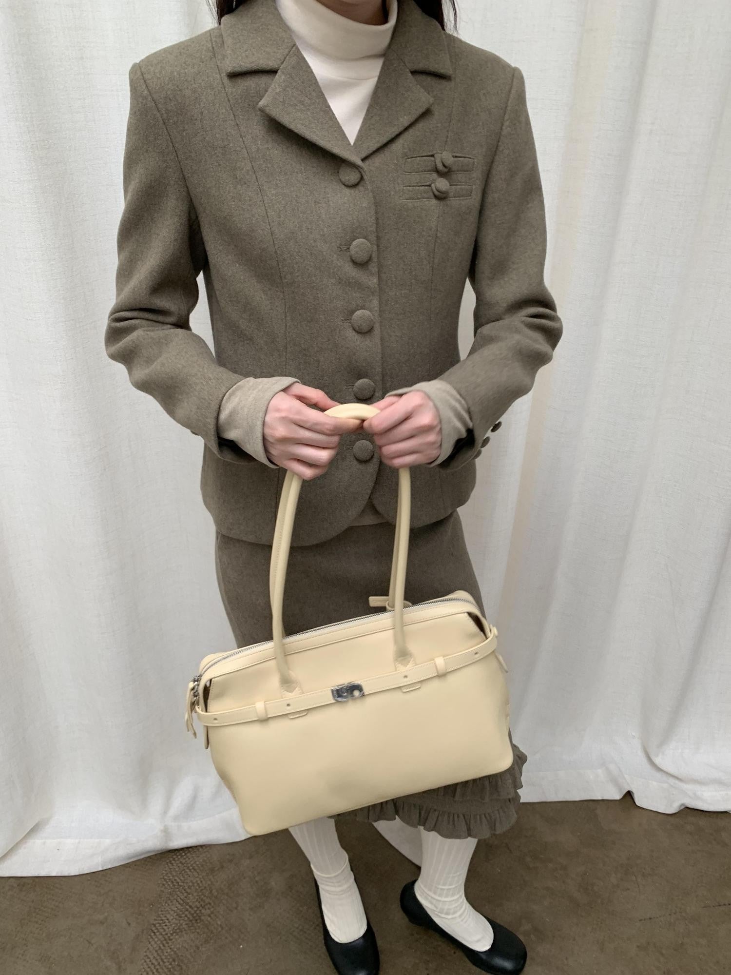 Dorydory Olive Green Vintage Cinched Waist Slimming Women&