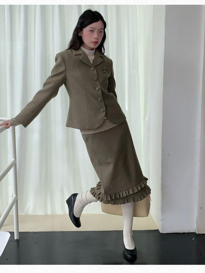 Dorydory Olive Green Vintage Cinched Waist Slimming Women&