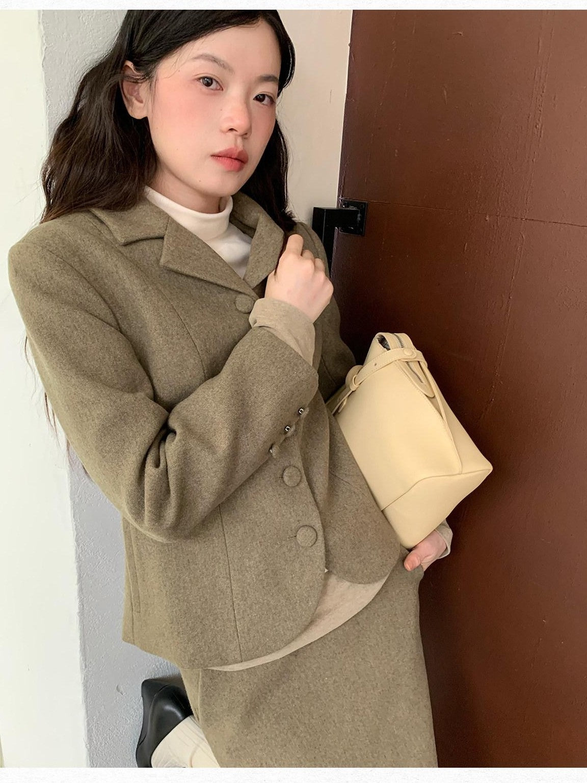 Dorydory Olive Green Vintage Cinched Waist Slimming Women&