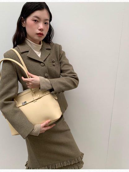 Dorydory Olive Green Vintage Cinched Waist Slimming Women&
