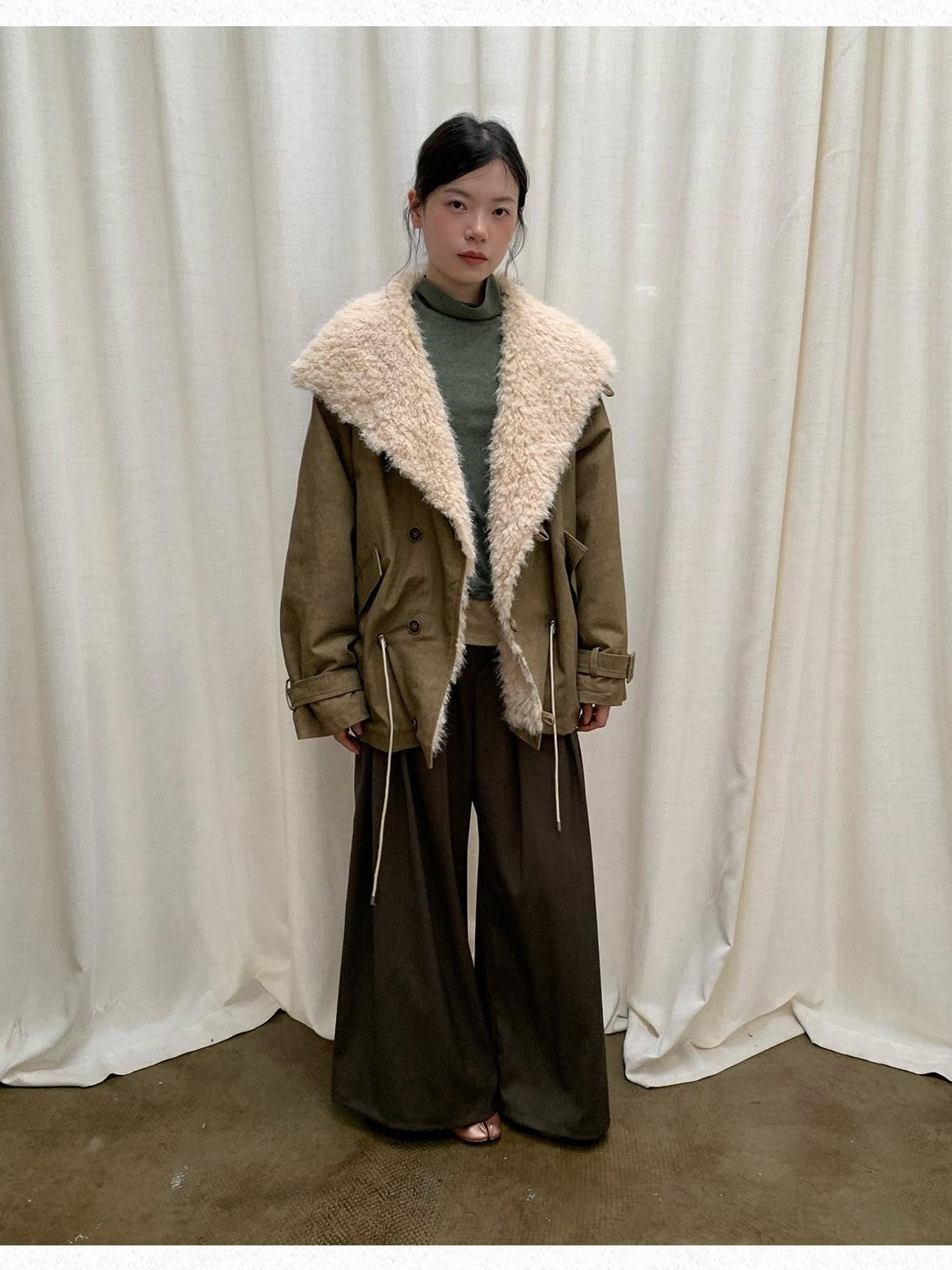 Dorydory Oversized Lapel Distressed Vintage Warm Women&