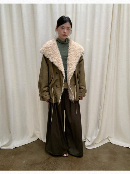 Dorydory Oversized Lapel Distressed Vintage Warm Women&