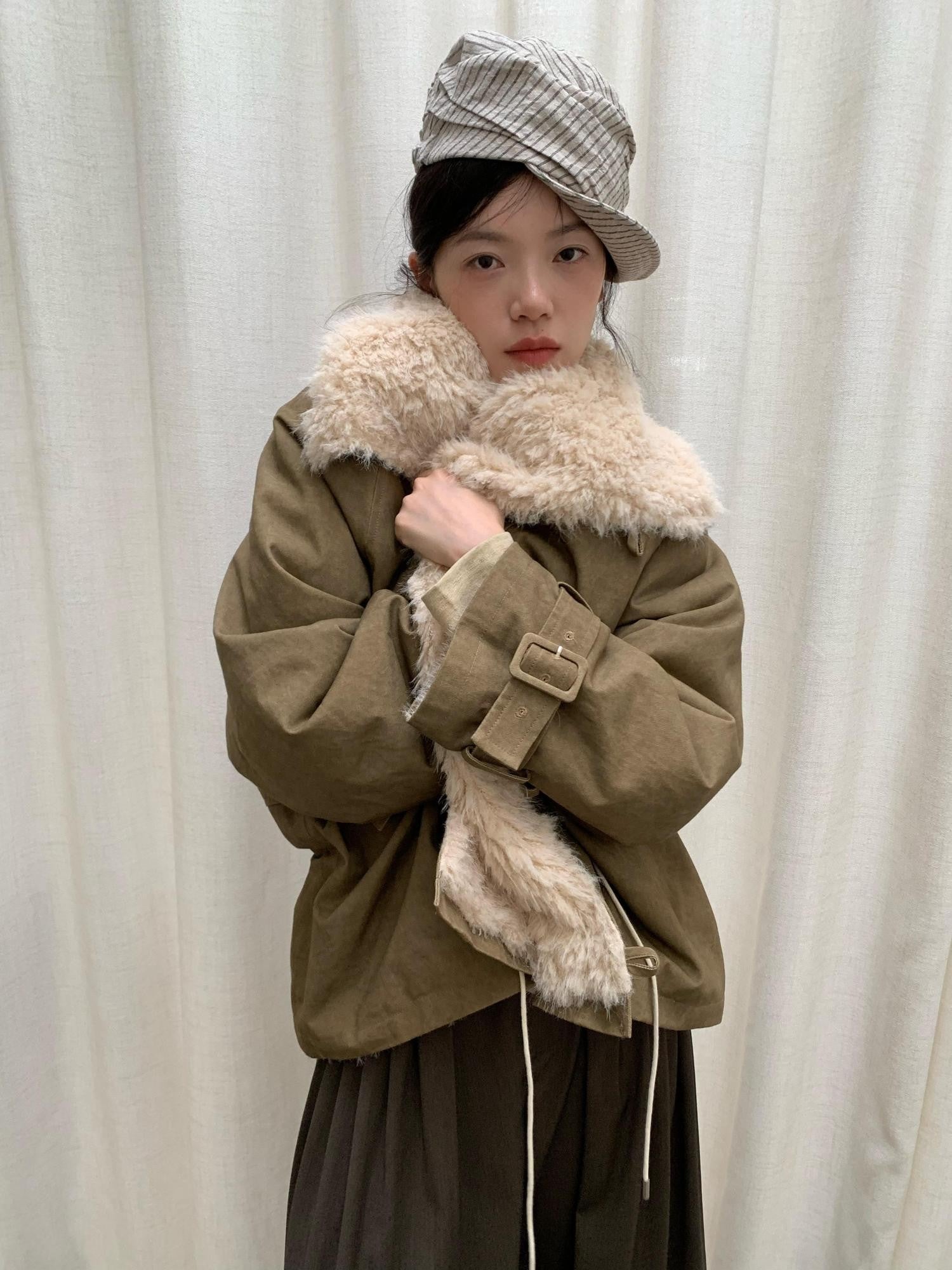 Dorydory Oversized Lapel Distressed Vintage Warm Women&