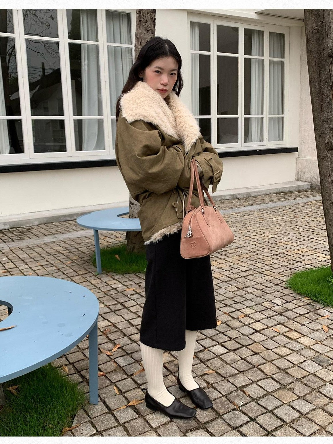 Dorydory Oversized Lapel Distressed Vintage Warm Women&