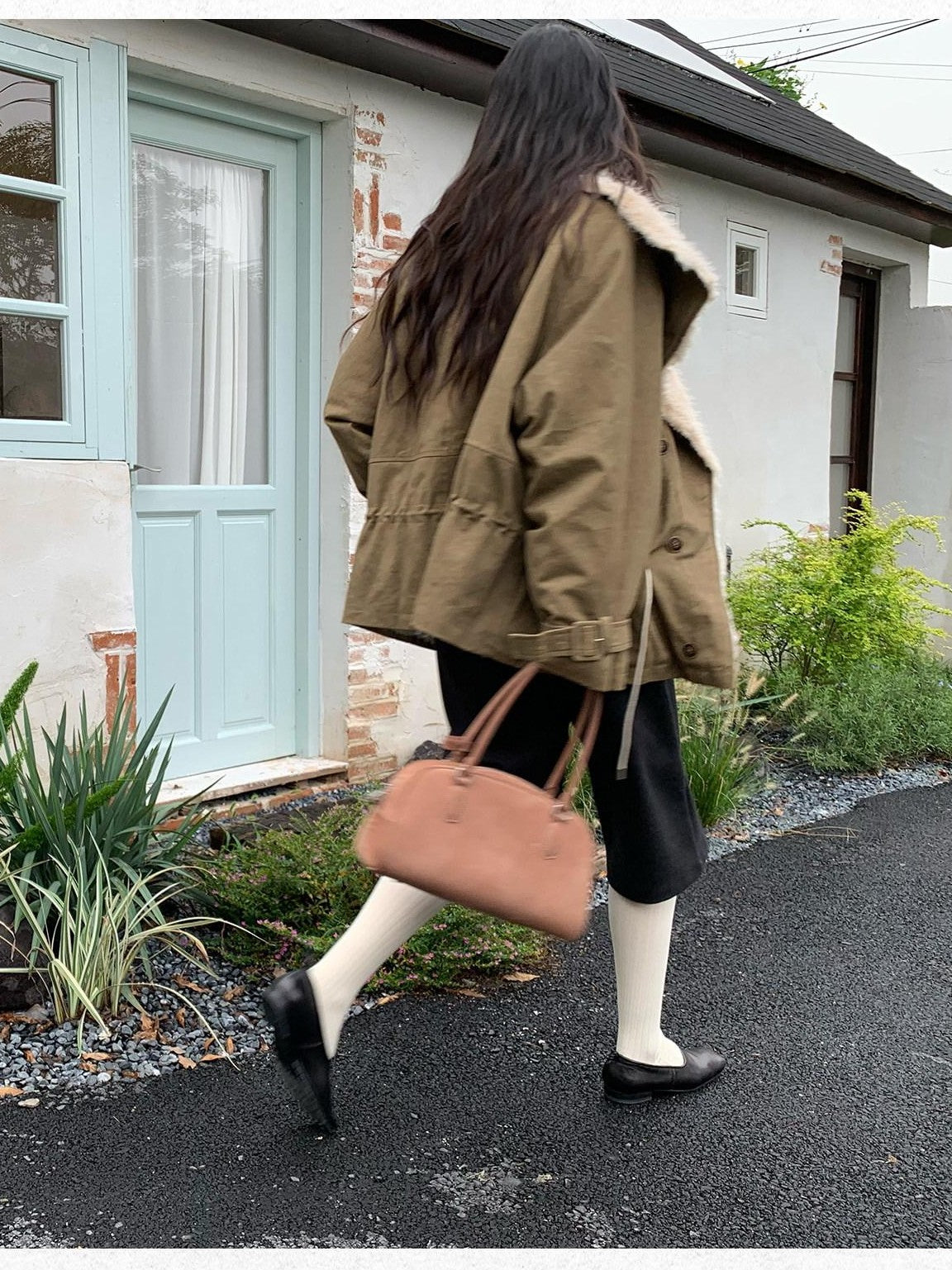 Dorydory Oversized Lapel Distressed Vintage Warm Women&