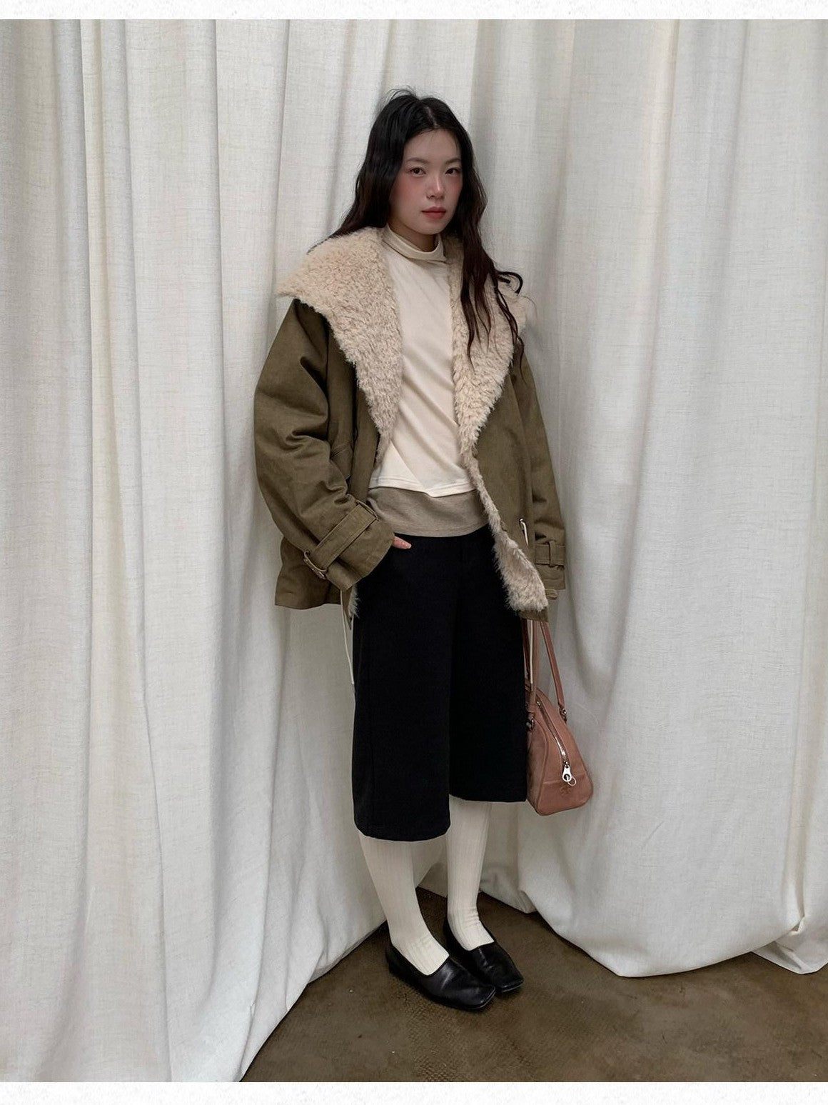 Dorydory Oversized Lapel Distressed Vintage Warm Women&