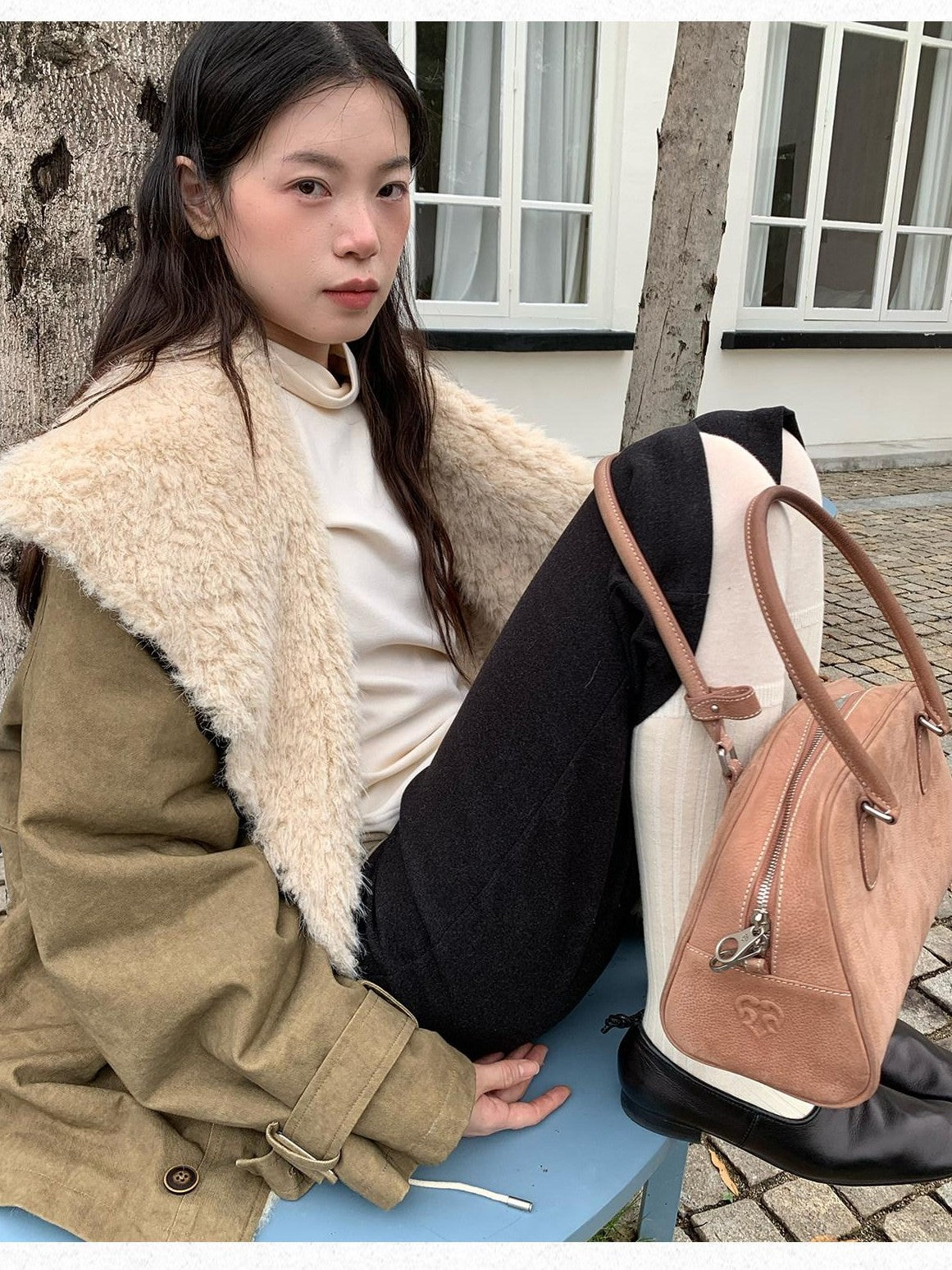Dorydory Oversized Lapel Distressed Vintage Warm Women&