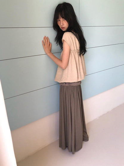 Dorydory Palm Oat Ruffle Hem High Waist Slim Wide Leg Women&