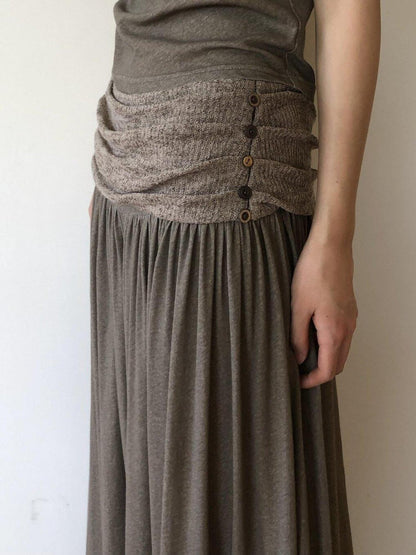 Dorydory Palm Oat Ruffle Hem High Waist Slim Wide Leg Women&