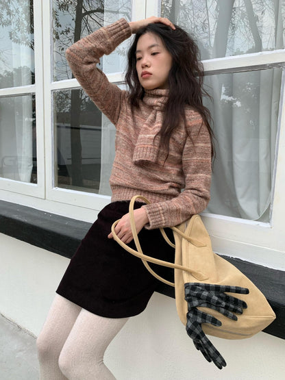 Dorydory Pink Orange Sunset Ombre Scarf Collar Knit Women&