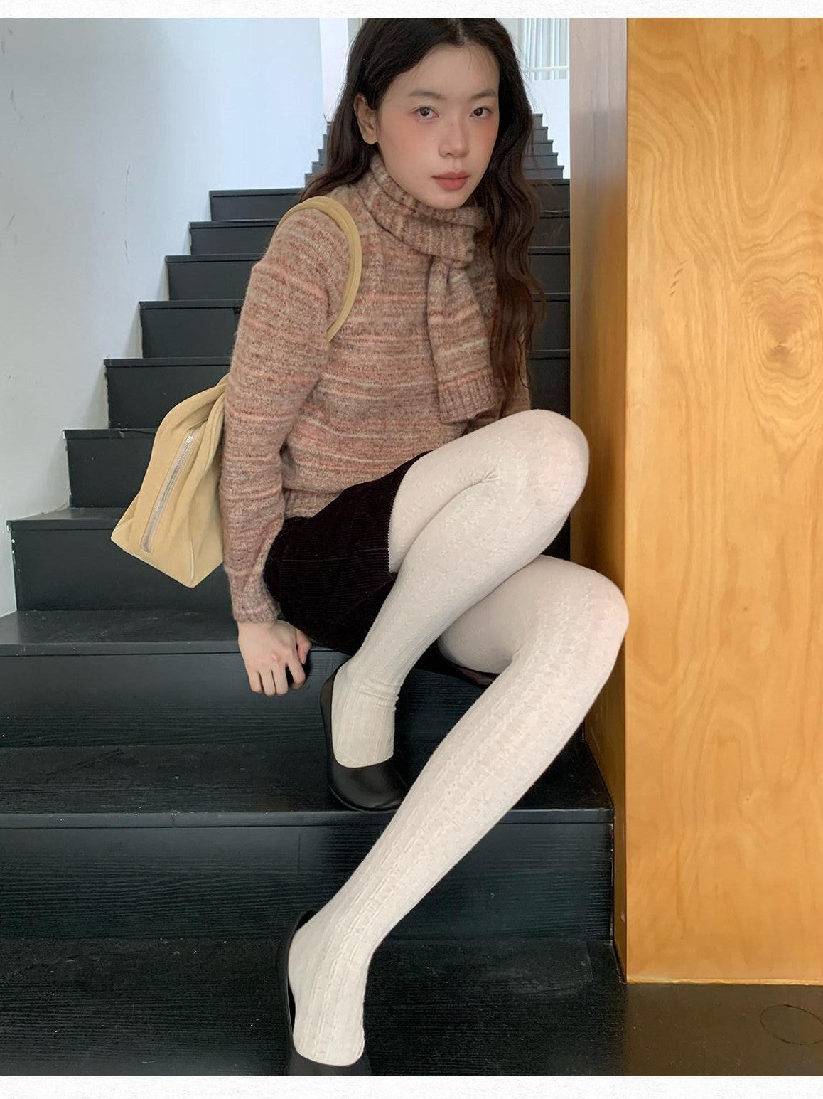 Dorydory Pink Orange Sunset Ombre Scarf Collar Knit Women&