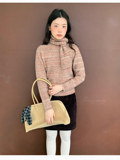 Dorydory Pink Orange Sunset Ombre Scarf Collar Knit Women&