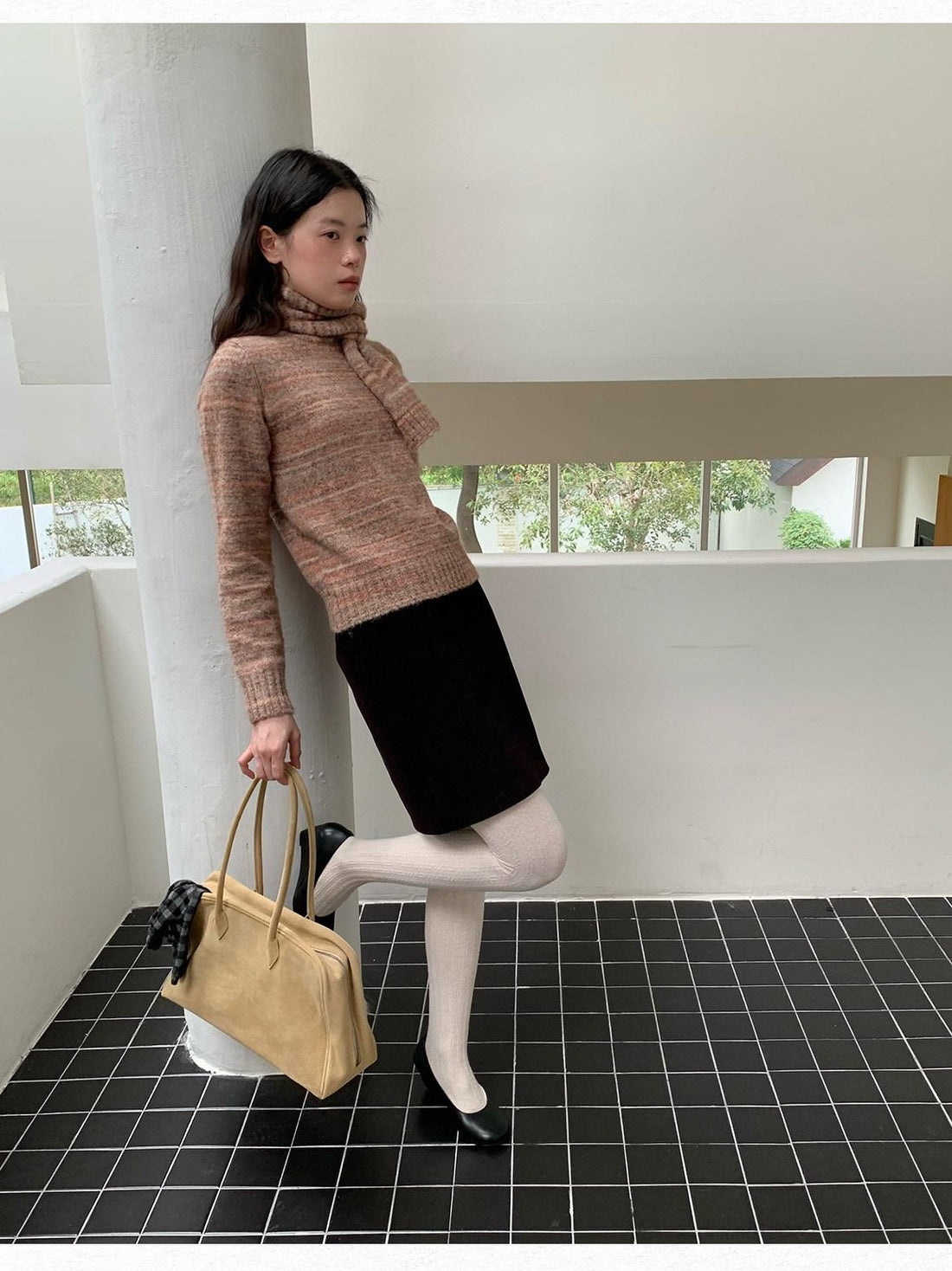 Dorydory Pink Orange Sunset Ombre Scarf Collar Knit Women&