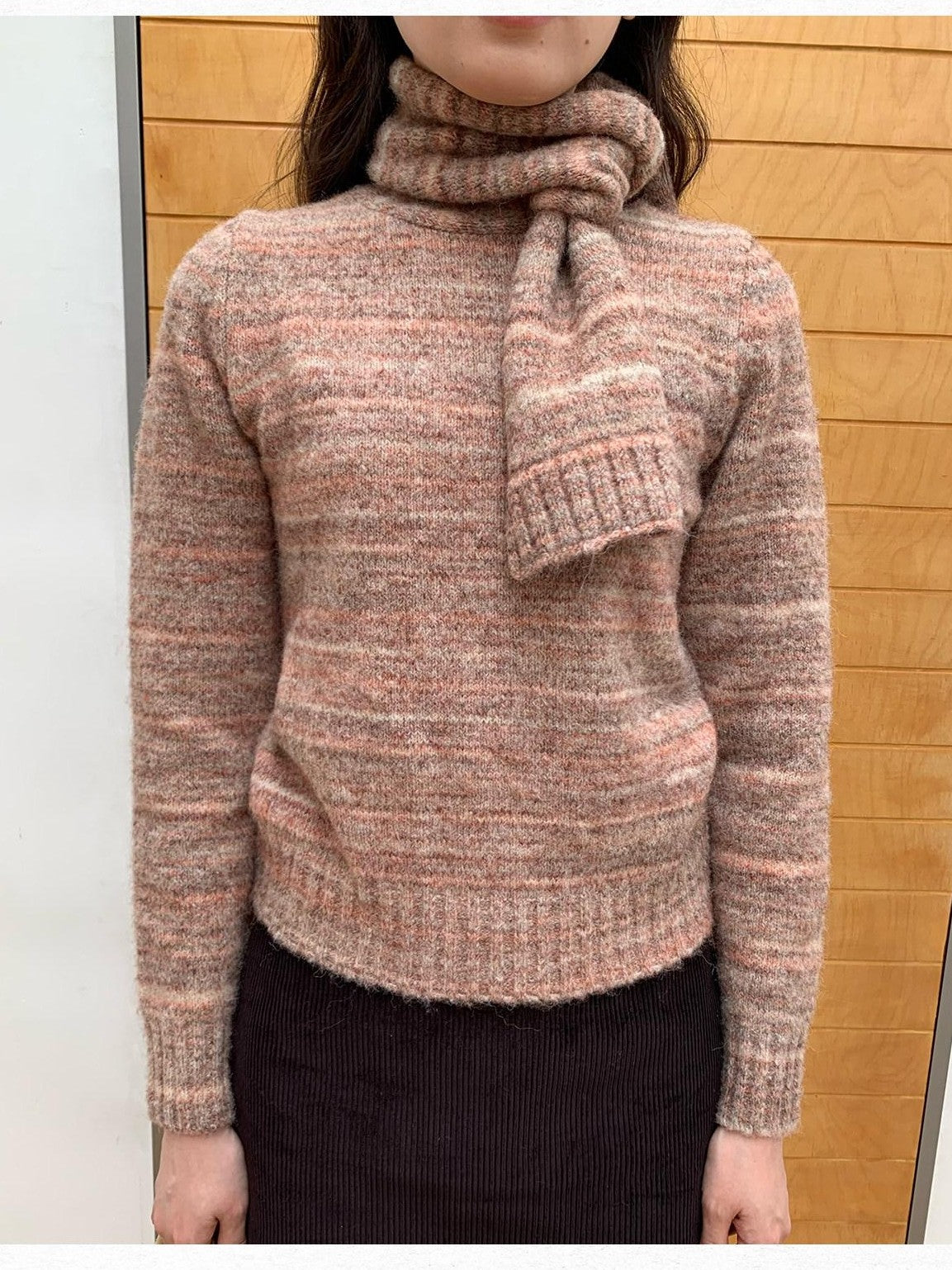 Dorydory Pink Orange Sunset Ombre Scarf Collar Knit Women&