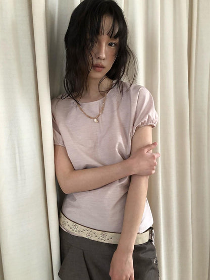 Dorydory Pink Puff Sleeve Shell Pendant Women&