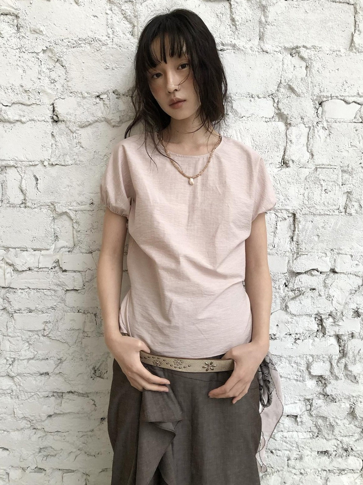 Dorydory Pink Puff Sleeve Shell Pendant Women&