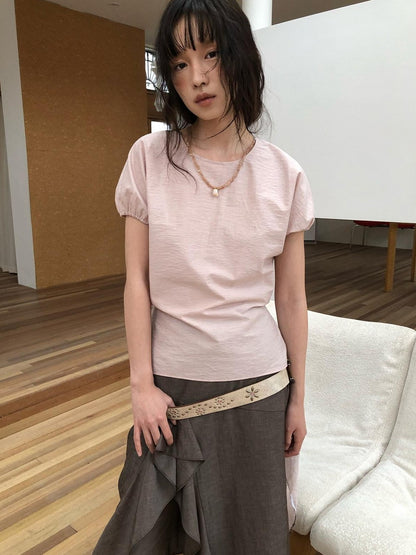 Dorydory Pink Puff Sleeve Shell Pendant Women&