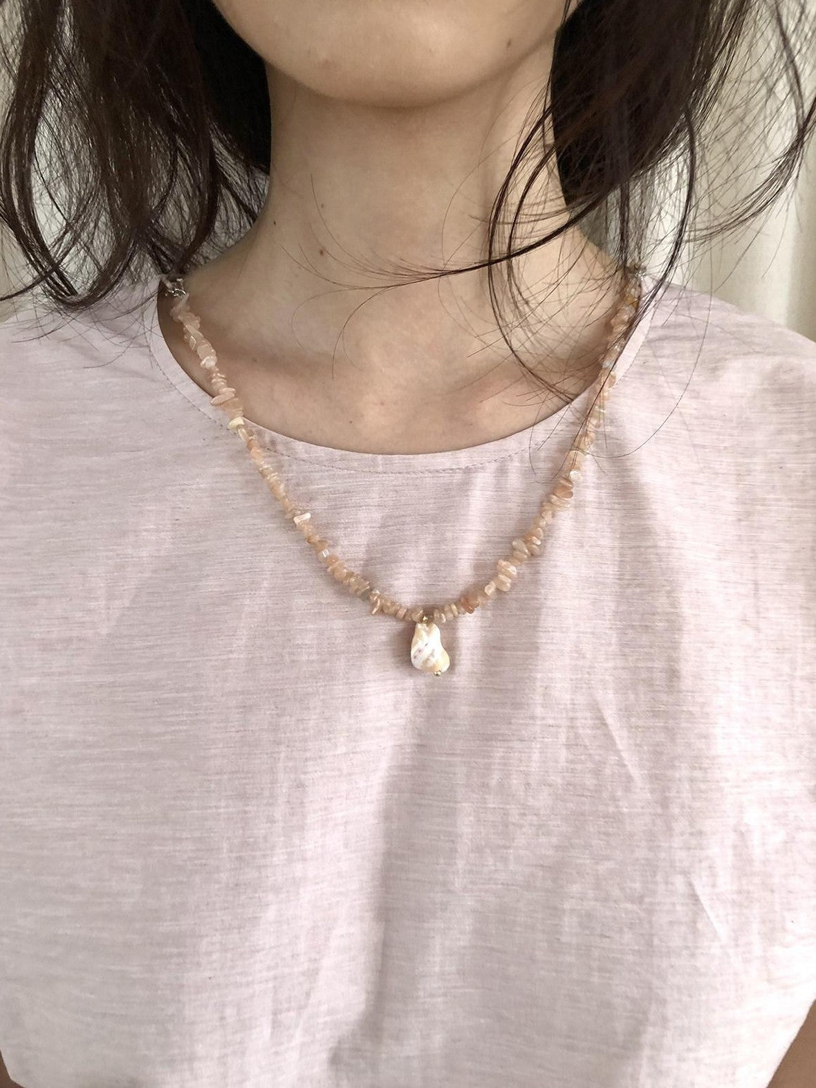 Dorydory Pink Puff Sleeve Shell Pendant Women&