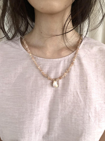 Dorydory Pink Puff Sleeve Shell Pendant Women&