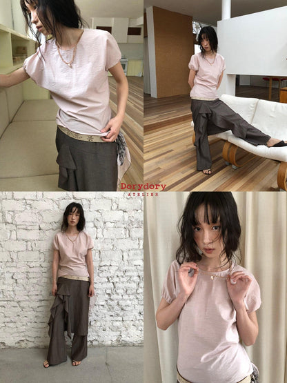 Dorydory Pink Puff Sleeve Shell Pendant Women&