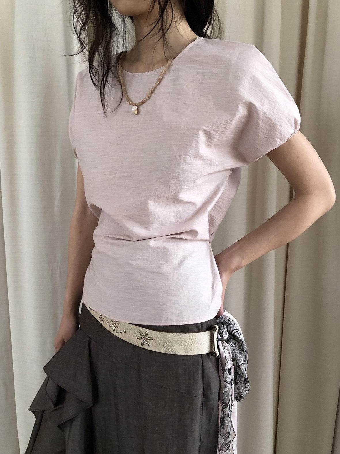 Dorydory Pink Puff Sleeve Shell Pendant Women&