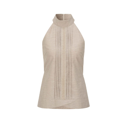 Dorydory_Pink_Purple_Pleated_Half_High_Collar_Sleeveless_Women&