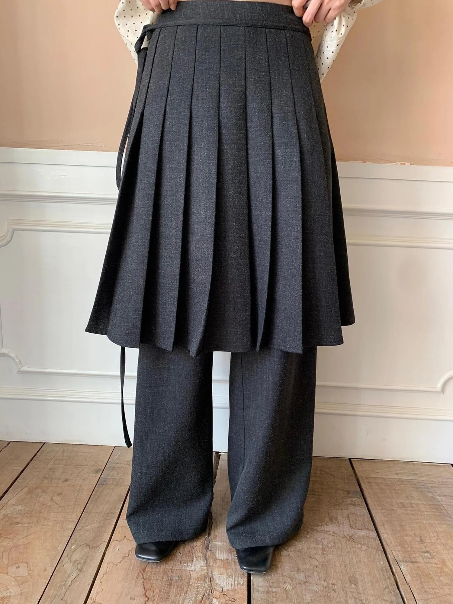 Pleated Palazzo Pants With Flowy Straight Leg Design