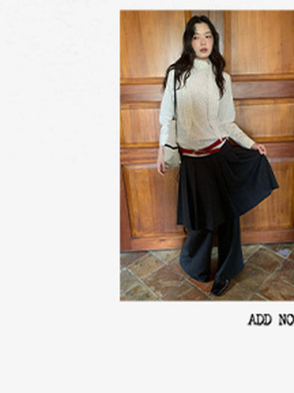 Pleated Palazzo Pants With Flowy Straight Leg Design