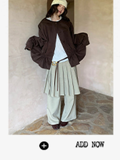 Pleated Palazzo Pants With Flowy Straight Leg Design