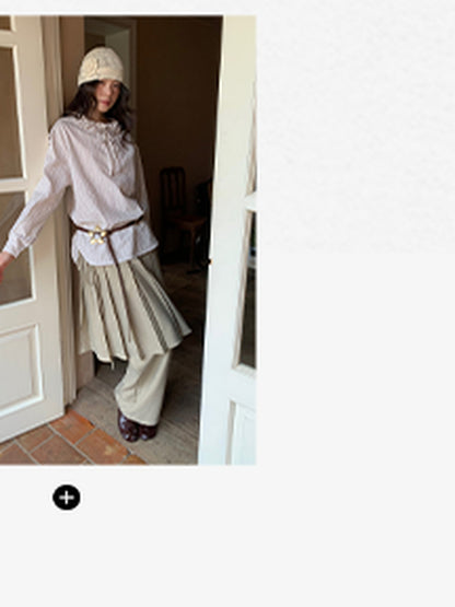 Dorydory Pleated Palazzo Pants With Flowy Straight Leg Design