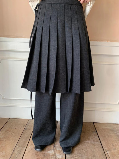 Pleated Palazzo Pants With Flowy Straight Leg Design